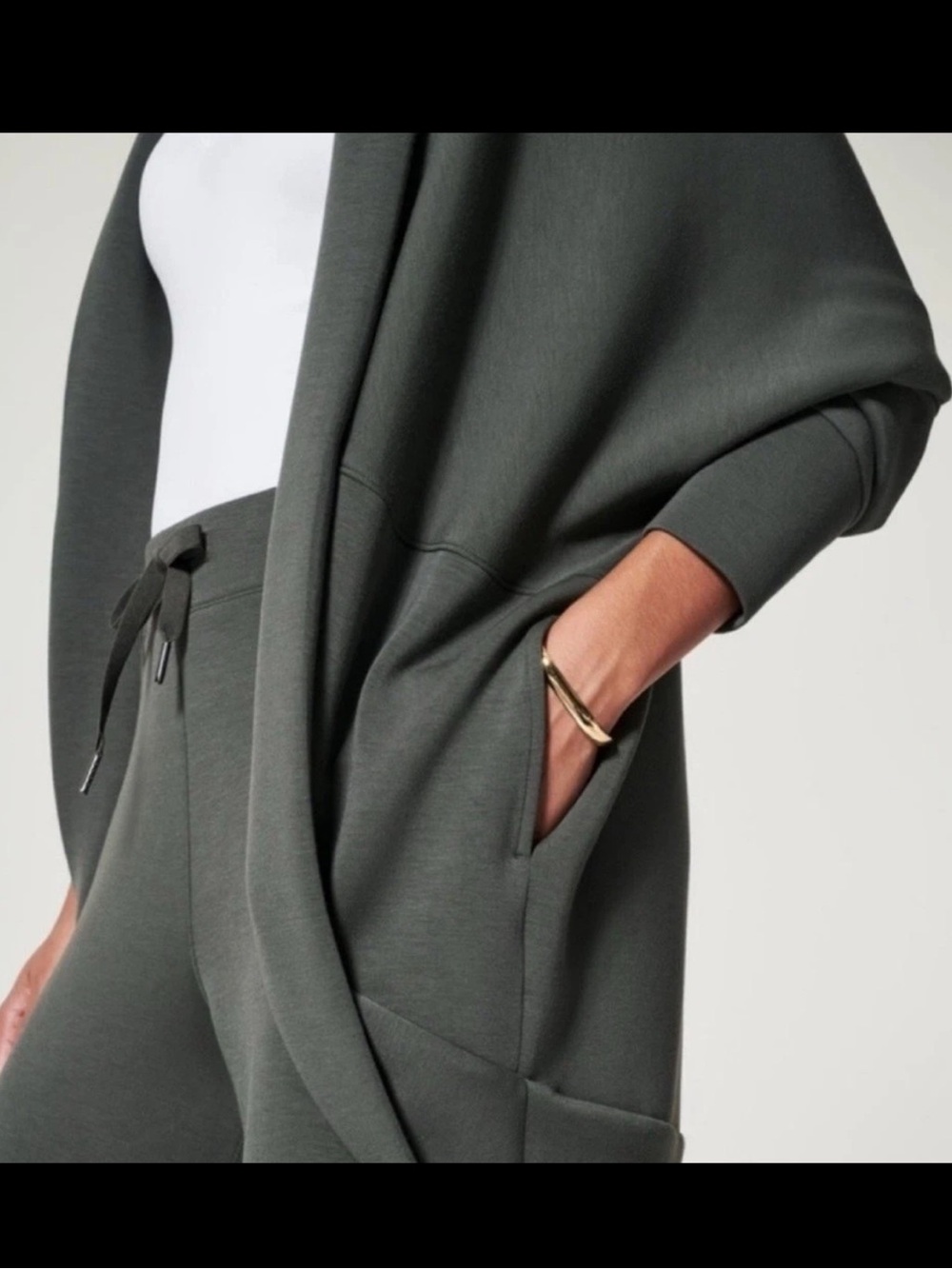SPANX Womens Air Essentials Cocoon Cardigan Wrap Pockets Green Dark Palm Sz M/L - Picture 11 of 11